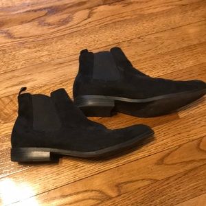 Mens black suede dress boots